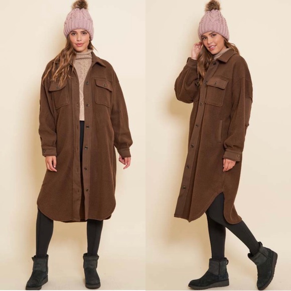 🆕Longline button down fleece coat - Picture 3 of 10